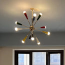 Axyaa French Cream Chandelier: Luxury Nordic Sputnik Fireworks Lamp for Living Room