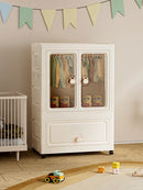 Axyaa Multi-Tier Storage Cabinet, Heavy-Duty Organizer with Rollers, Single/Double Door Design