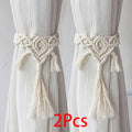 Axyaa Macrame Curtain Tiebacks with Bead, Boho Room Decor, Home Decoration Gift