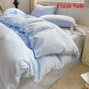 Axyaa Solid Color Cotton 4-Piece Set: Mattress, Bed Sheet, Quilt Cover - Super Soft