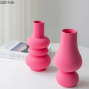 Axyaa Pink Gourd Ceramic Vase Artificial Flowers Decoration Hydroponics Floral Vases