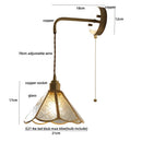 Axyaa Blue Glass LED Wall Sconce, Tiffany Style Pull Chain Switch Staircase Mirror Light