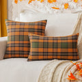 Axyaa Plaid Autumn Pillow Cover 18X18inch Brown Yellow Rustic Red Sofa Chair