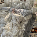Axyaa Princess Floral Ruffles Bedding Set with Soft Duvet Cover, Bed Sheet, Pillowcases