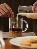 Axyaa Glass Brewing Coffee Mug with Scales & White Letters
