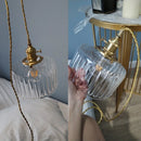 Axyaa Brass Pumpkin Design Glass Pendant Light Fixture with LED for Bedroom