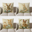 Easter Bunny & Floral Decor Pillow Cover for Sofa, Bedroom, Car - Axyaa Brand