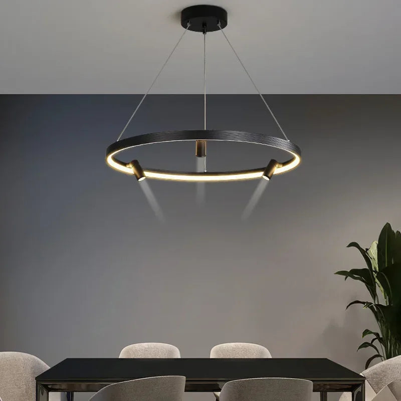 Axyaa Black Round Combination Spotlight Chandelier - Stylish Pendant Light for Home Decor