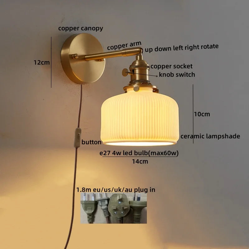 Axyaa Nordic LED Wall Sconce Pull Chain Switch Light for Home Decor