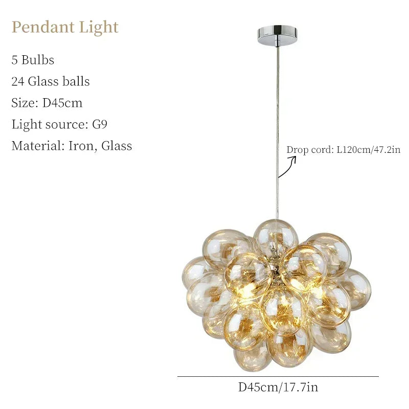 Axyaa Bubble Glass LED Chandelier Lighting for Living Room Home Decor
