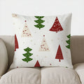 Axyaa Christmas Trees & Snowflakes Throw Pillow Cover for Sofa, Bedroom, Car