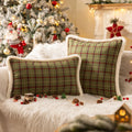Axyaa Christmas Plush Pillowcase: Winter Plaid Edge, Imitation Rabbit Hair, Sofa Cushion Cover.