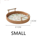 Axyaa Rattan Shell Basket Tray with Handle - Jewelry Storage & Living Room Organizer