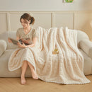 Axyaa Cozy Bear Pattern Fleece Blanket for Sofa Bed, Spring/Autumn Soft Plush Throw