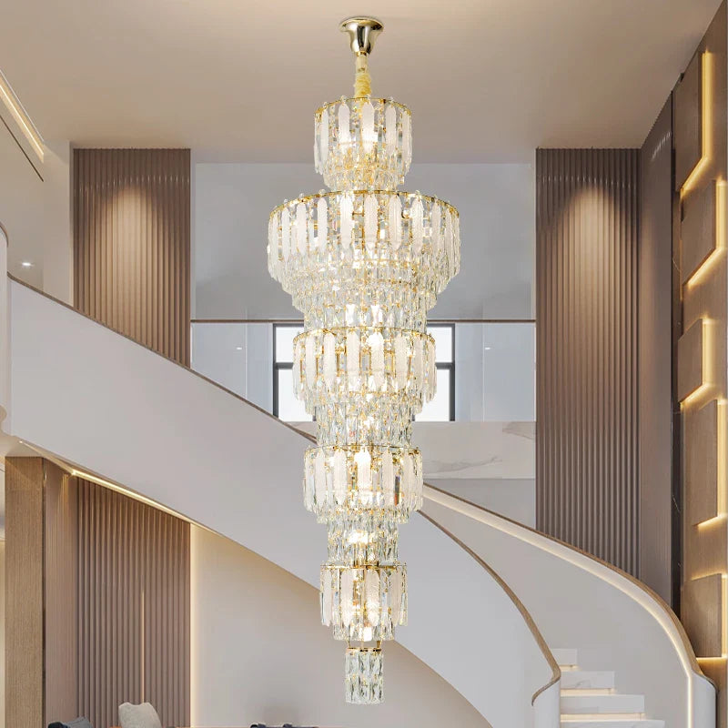 Axyaa Crystal Staircase Chandelier | Elegant European Style for Luxurious Living