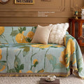 Axyaa Retro Oil Painting Design Sofa Cover with Tassels for Home Decor