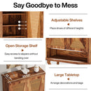 Axyaa 5-Tier Rattan Shoe Cabinet, Ventilated Doors, 25-Pair Shoe Rack