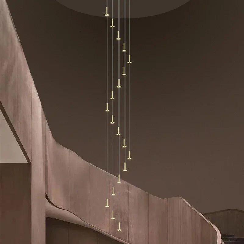 Axyaa Nordic Minimalist Chandelier: Modern Staircase & Living Room Lighting Fixtures