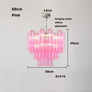 Pink White Glass Art LED Chandelier by Axyaa - Modern Hanging Lamps for Living Room