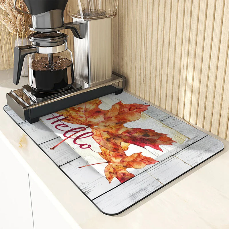 Axyaa Watercolor Kitchen Antiskid Drying Mat - Quick Dry Drain Pad