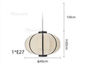 Axyaa Japanese Lantern Pendant Light: Traditional Fabric Hang Lamp for Bedroom, Living Room, Restaurant