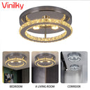 Axyaa Crystal LED Chrome Ceiling Lamp Small Chandelier Stainless Steel Lighting Fixtures