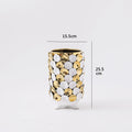 Axyaa Geometric Gold Leaf Ceramic Vase with Hand-Applique, Home Decor Accessory