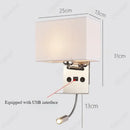Axyaa LED Fabric Lampshade Wall Light USB Spotlight Adjustable Bedside Reading Light