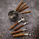 Axyaa Stainless Steel Measuring Cup Spoon Set with Wooden Handle - Kitchen Cooking Gadget