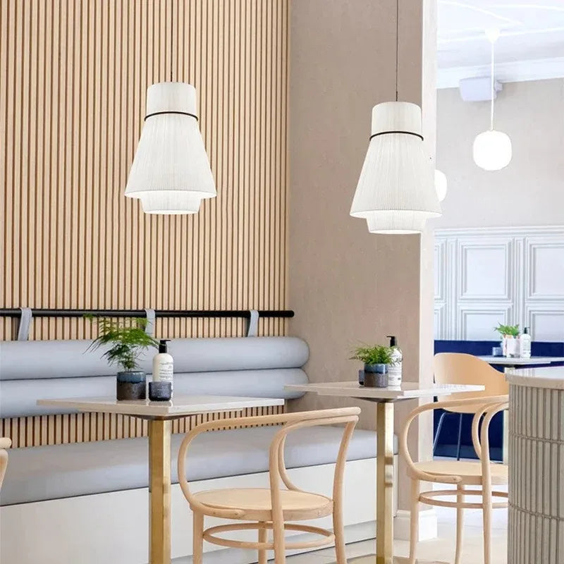 Axyaa White Pleated Pendant Lamp for Dining Room, Cafe, and Bar