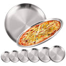 Axyaa Stainless Steel Round Shallow Tray Plate Set for BBQ Picnic Camping