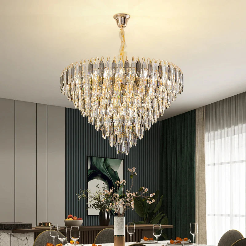 Axyaa Crystal Large Chandelier for Living Room and Lobby Luxe Décor