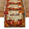 Maple Leaf Watercolor Table Runner for Kitchen Holiday Parties by Axyaa