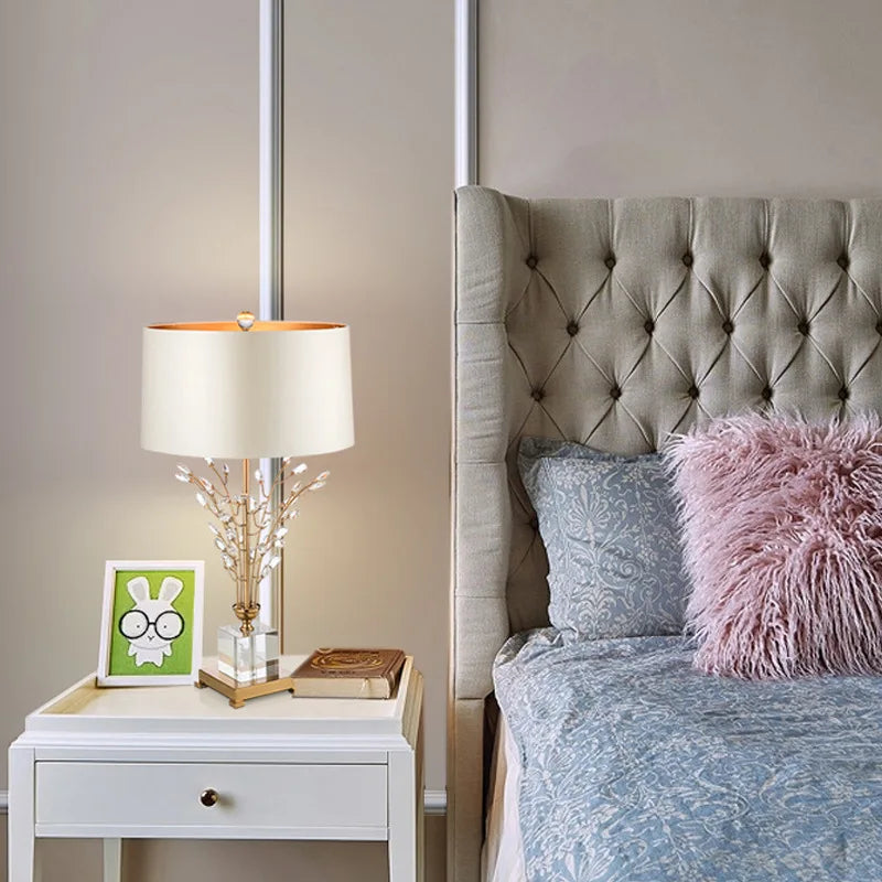 Luxury Crystal Tree Flower LED Bedside Lamp for Modern Living Room by Axyaa