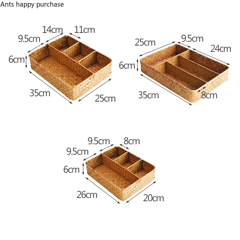 Axya Handmade Weave Storage Basket with Compartments