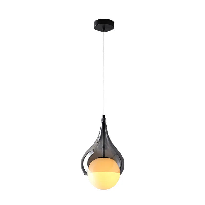 Axyaa Smoke Grey Glass Pendant Lamps for Kitchen Dining Table Light - Hanging Light for Living Room and Bedroom