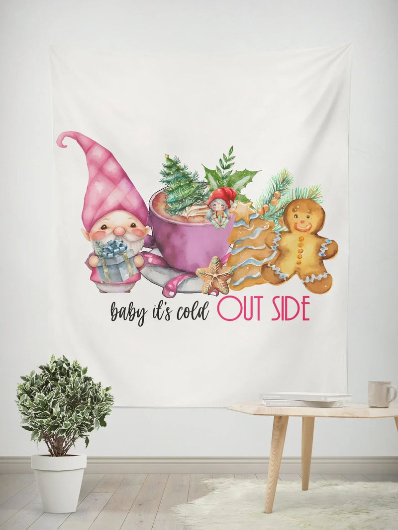 Axyaa Christmas Party Dwarf Tree Tapestry Background for Home Decor