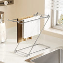 Axyaa Stainless Steel Foldable Rag Rack & Cup Storage: Kitchen Tabletop Organizer