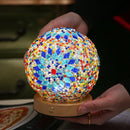 Axyaa LED Stained Glass Desk Lamp - Bohemian Style Warm Dimming, USB Power
