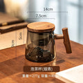 Axyaa Glass Cup with Walnut Handle, Large Capacity, Heat-resistant for Office and Home