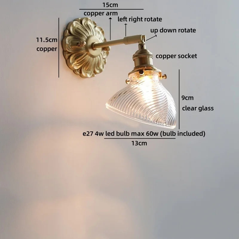 Axyaa Nordic LED Wall Lamps Interior Living Room Decor Antique Brass Resin Flower Design