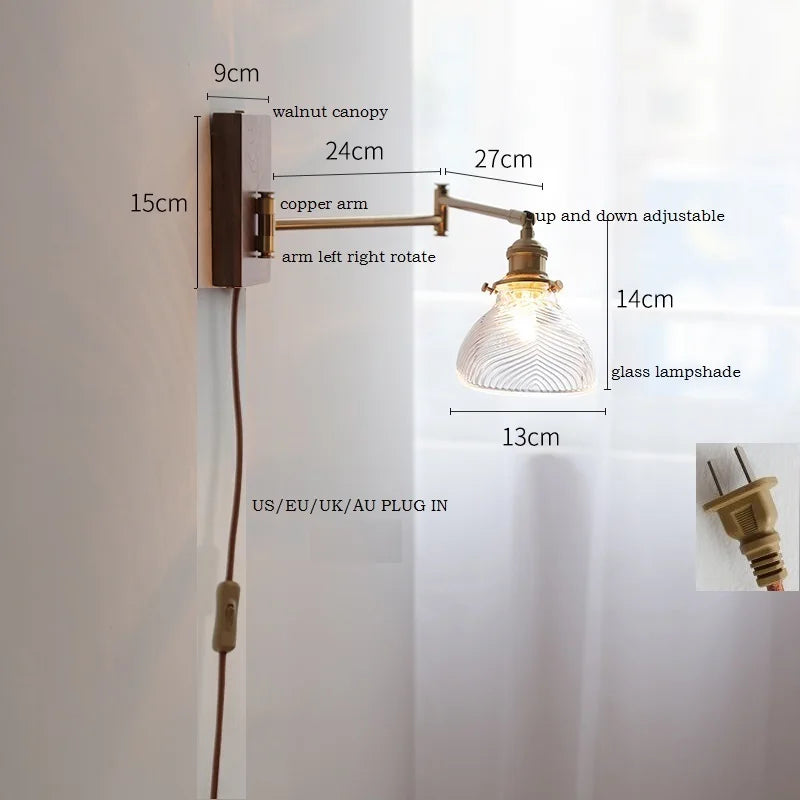 Axyaa Wood Canopy LED Wall Lamp with Pull Chain Switch