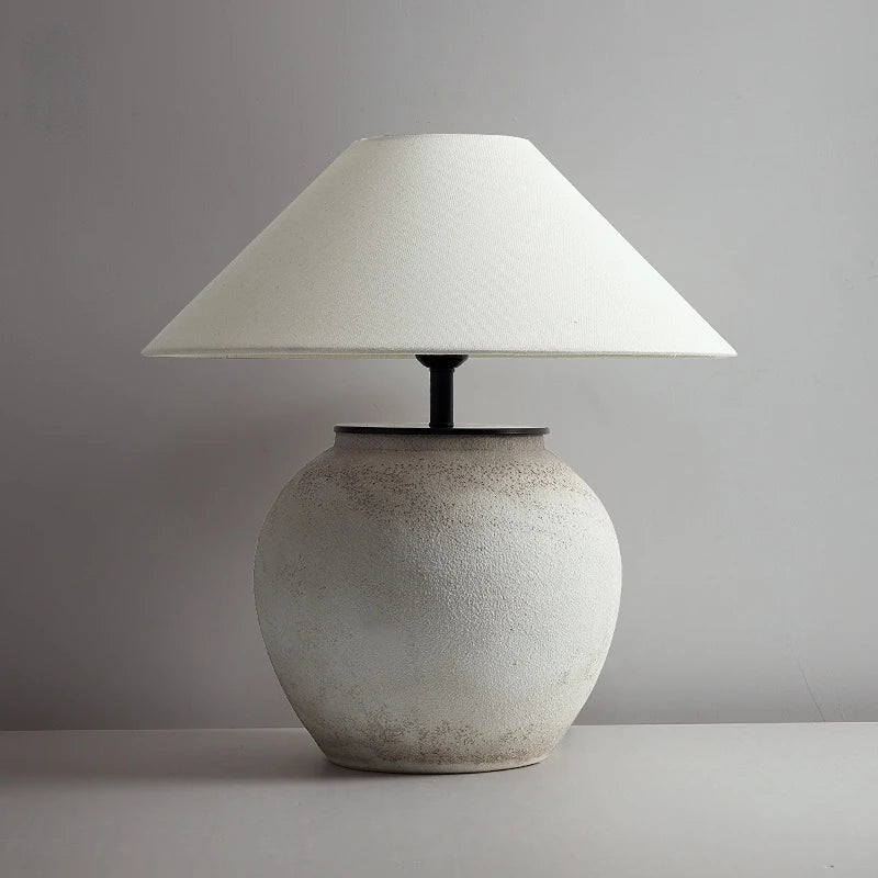 Axyaa Silent Style Pottery Living Room Lamp - Neo Chinese Designer Bedroom Table Lamp
