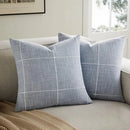 Axyaa Striped Embroidered Cushion Cover Brown Grey Cotton Linen 45x45cm 60x60cm