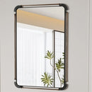 Axyaa Large Rectangular Frameless Vanity Mirror with Antique Golden Metal Tube Edge
