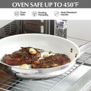 Axyaa CS 8/12" Stainless Steel Frying Pan with Lid, Non-Stick Ceramic Coating
