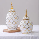 Axyaa White Golden Vase: Modern Ceramic Decor for Home Dining Room Floral Display