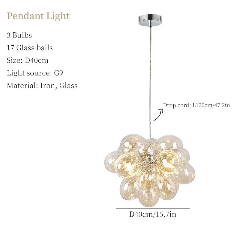 Axyaa Bubble Glass LED Chandelier Lighting for Living Room Home Decor