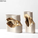 Axyaa Elegant Gold Waist Ceramic Vase for Modern Floral Decor