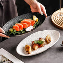 Axyaa Stone Patterned Ceramic Fish Plate: Unique Oval Serving Dish for Sushi, Sashimi & Molecular Cuisine